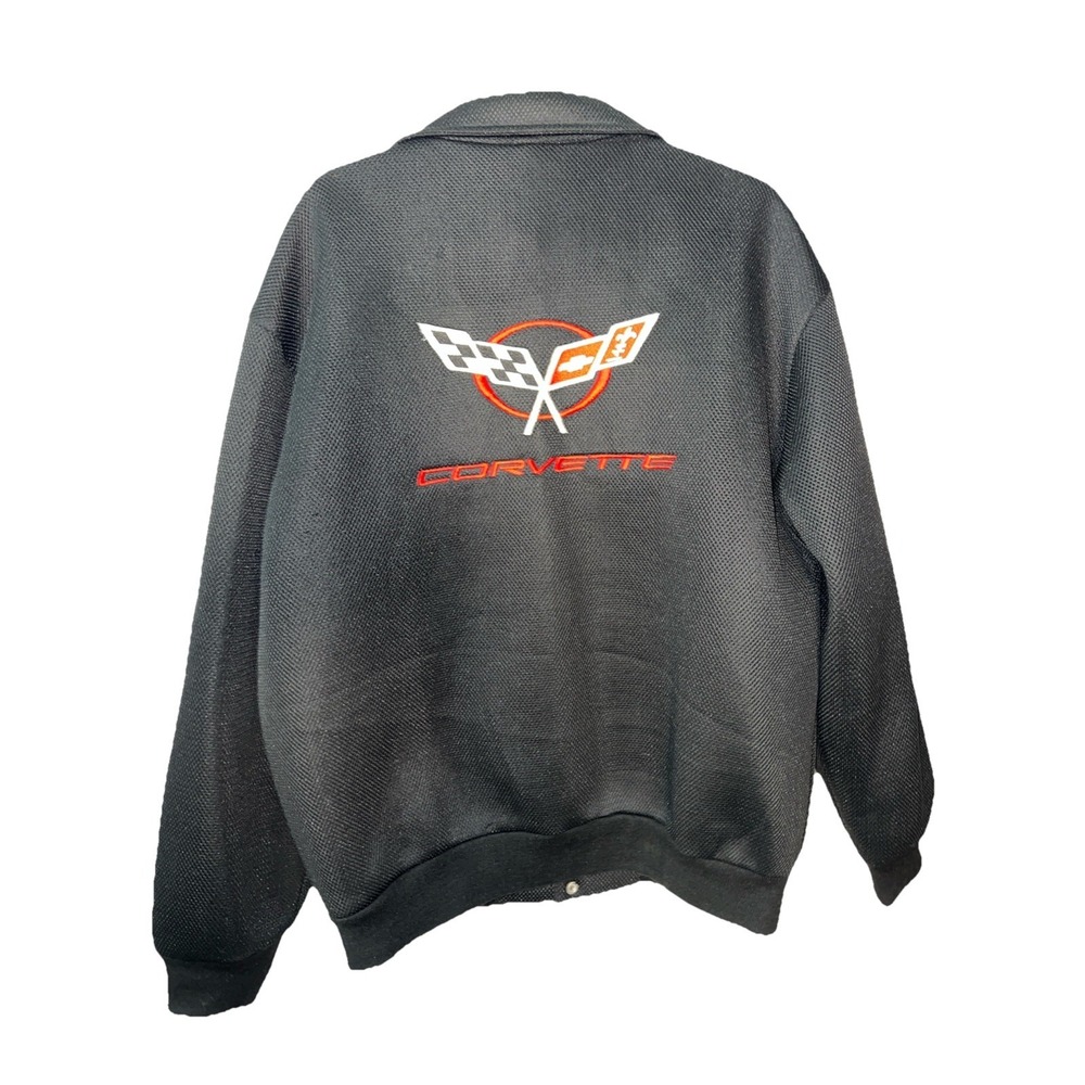Corvette Black‎ Bomber Style Jacket Big Back Logo Full Snaps Mens Size XL